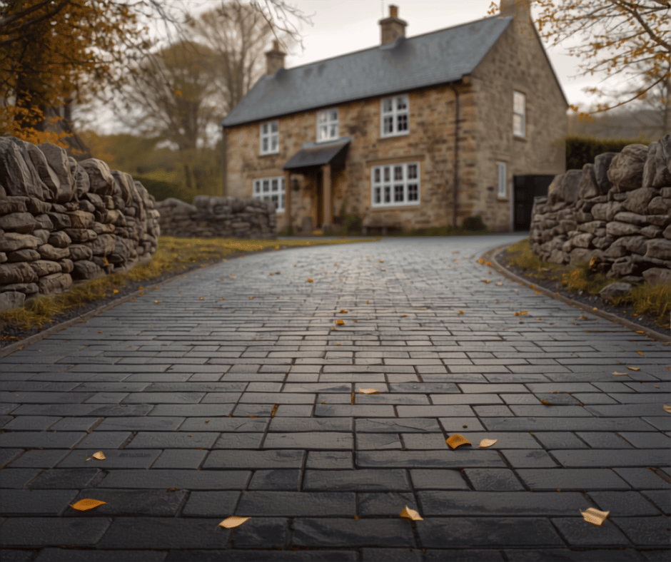 Driveway installation Usk — block paving outside a period Monmouthshire property