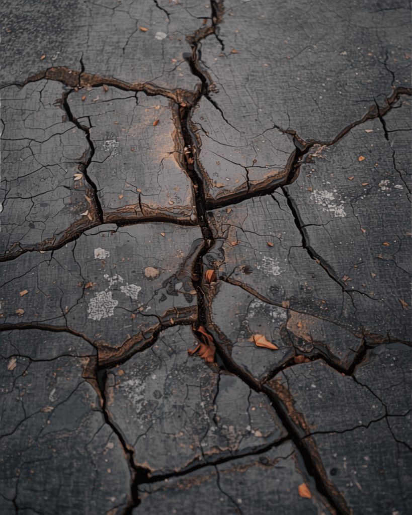 Old cracked driveway with drainage problems before replacement in Caldicot