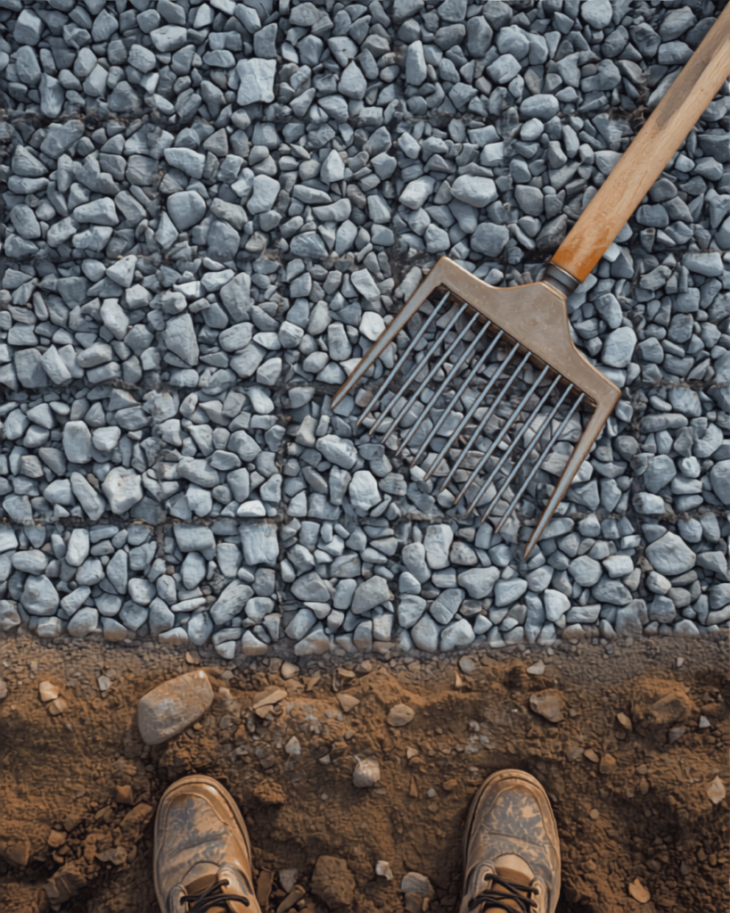 Sub-base preparation engineered for a sloped driveway in Pontypool